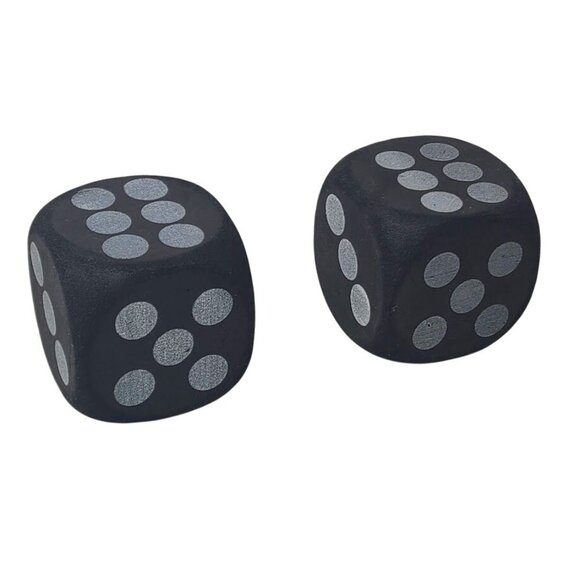 Other - Black Foam Dice Black with White Spots 2.25" Set of 2 Two Party Game Decor